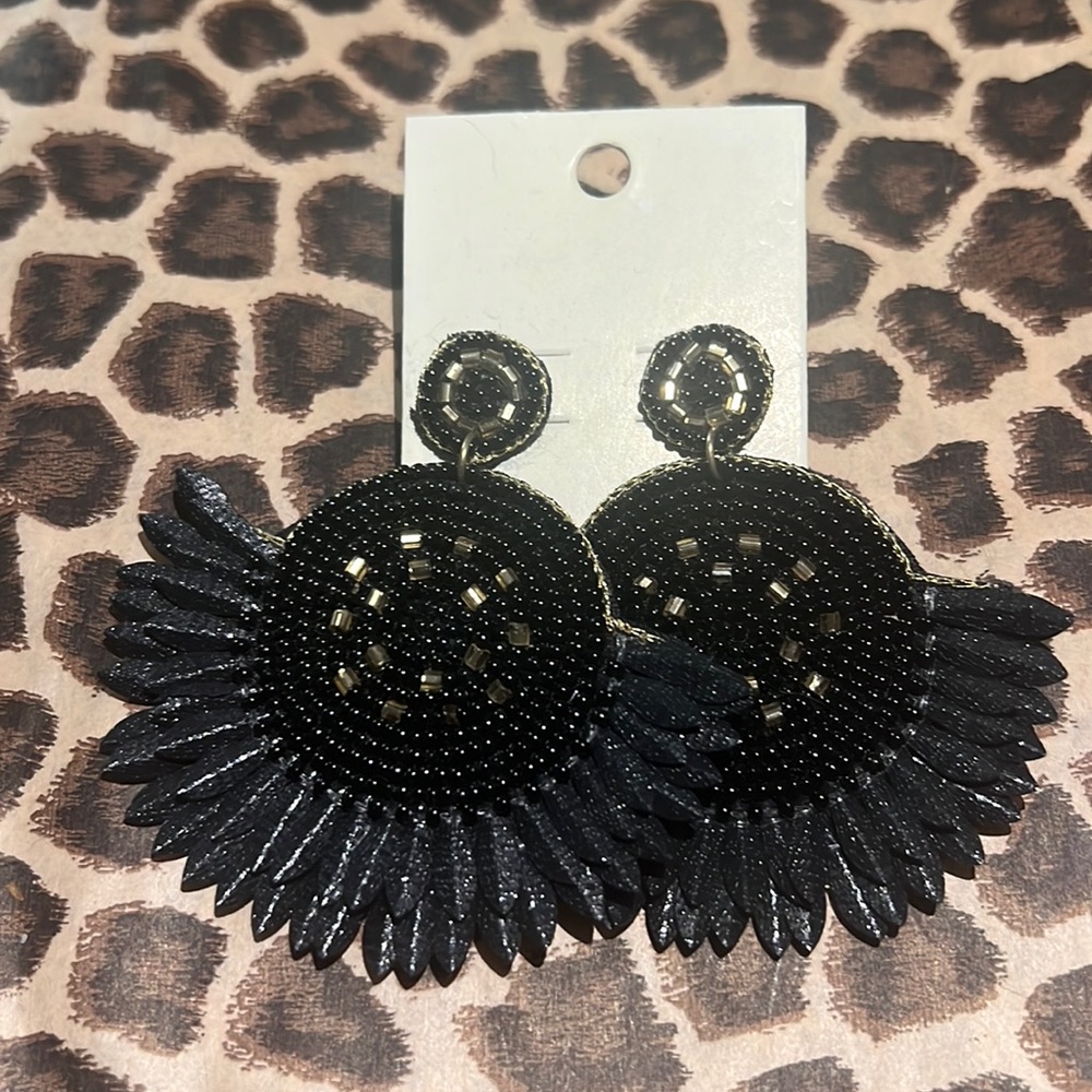 Michelle Black Feather Earrings